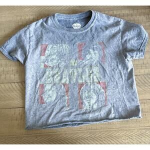 Beatles Let it Be T-Shirt Gray Size Small Cropped
